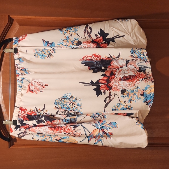 H&M off the shoulder top bloouse with balloon sleeves floral size M - Picture 5 of 11